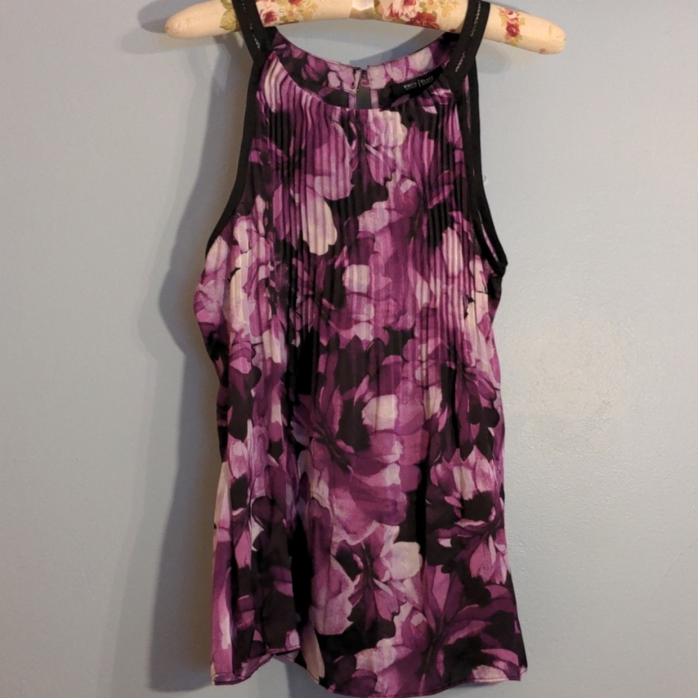 WHBM XL purple floral print date top